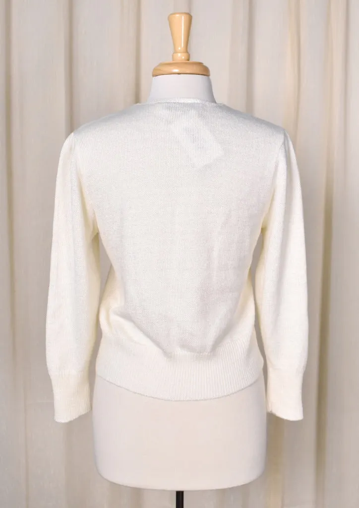 1940s Vintage Style Gold Bow Sweater