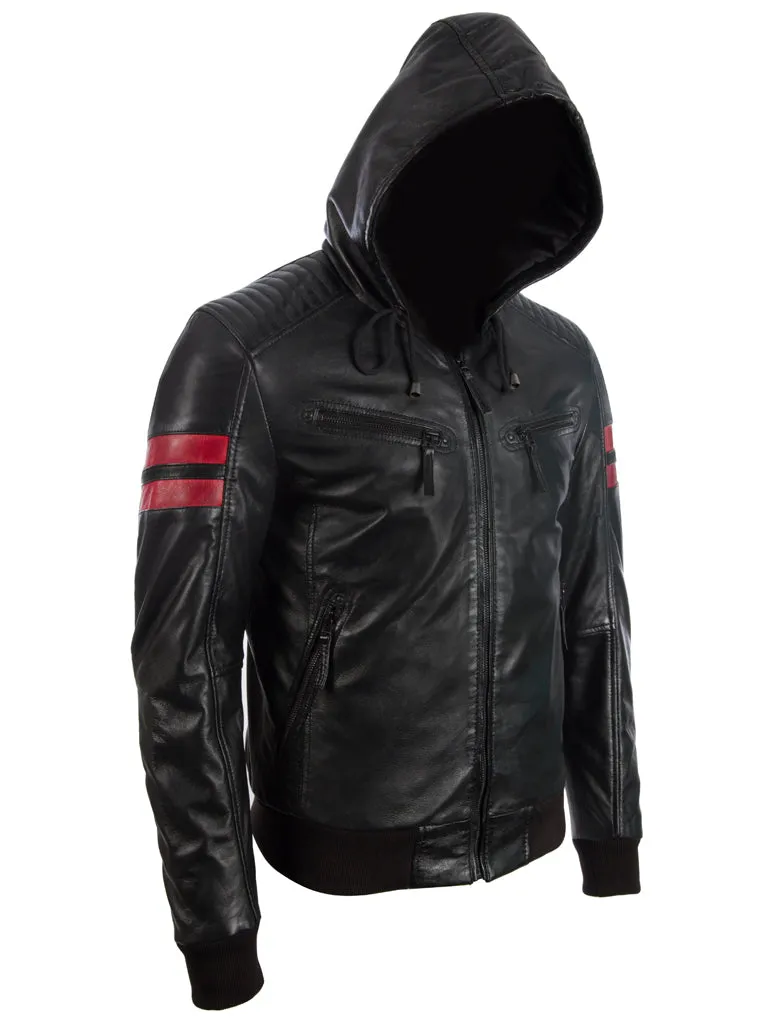 2VQ9 Men's Hood Bomber Jacket - Black