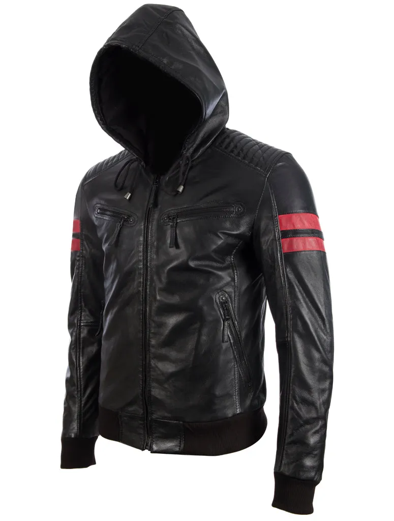 2VQ9 Men's Hood Bomber Jacket - Black