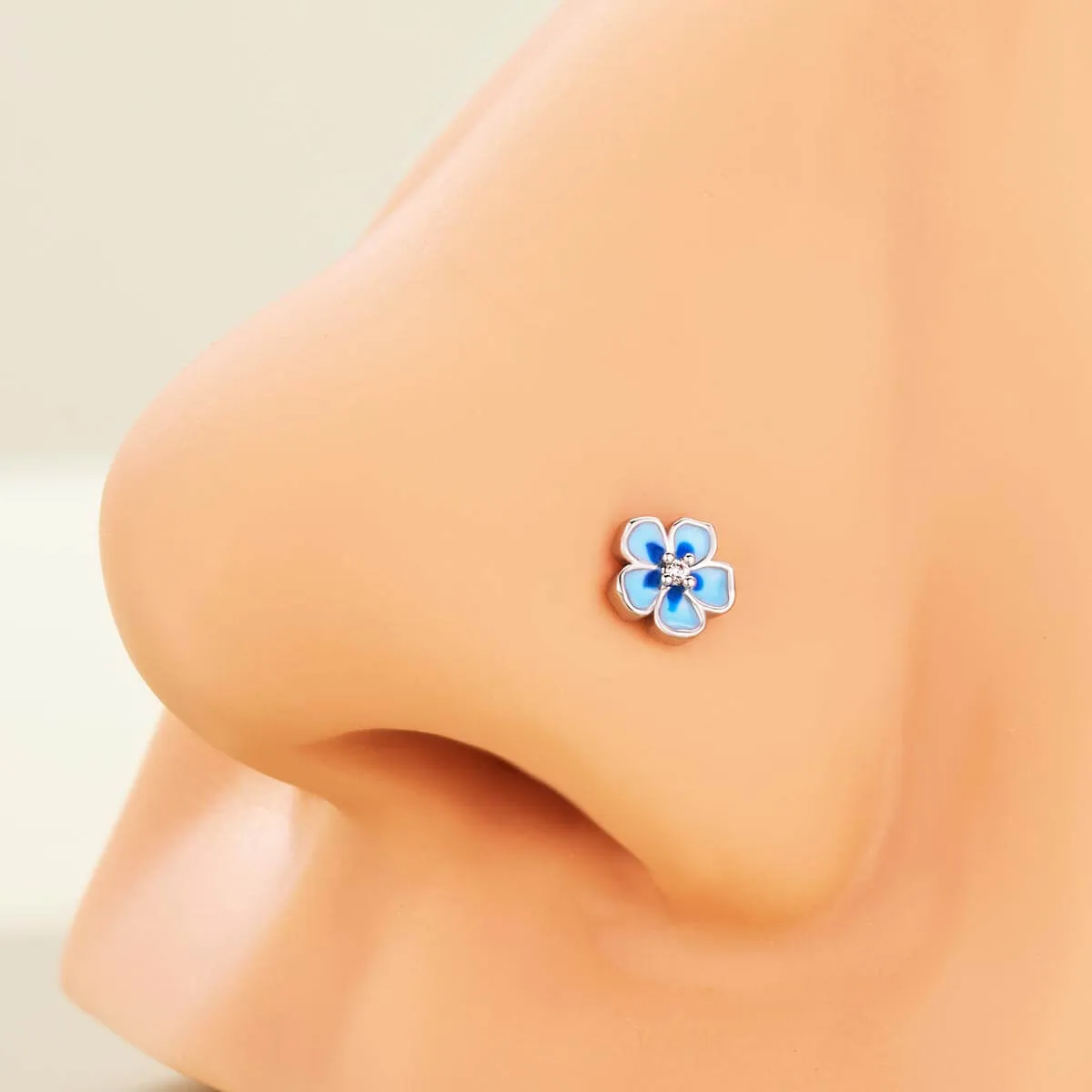 3PCS Blue Flower/Butterfly/Clear CZ Nose Studs