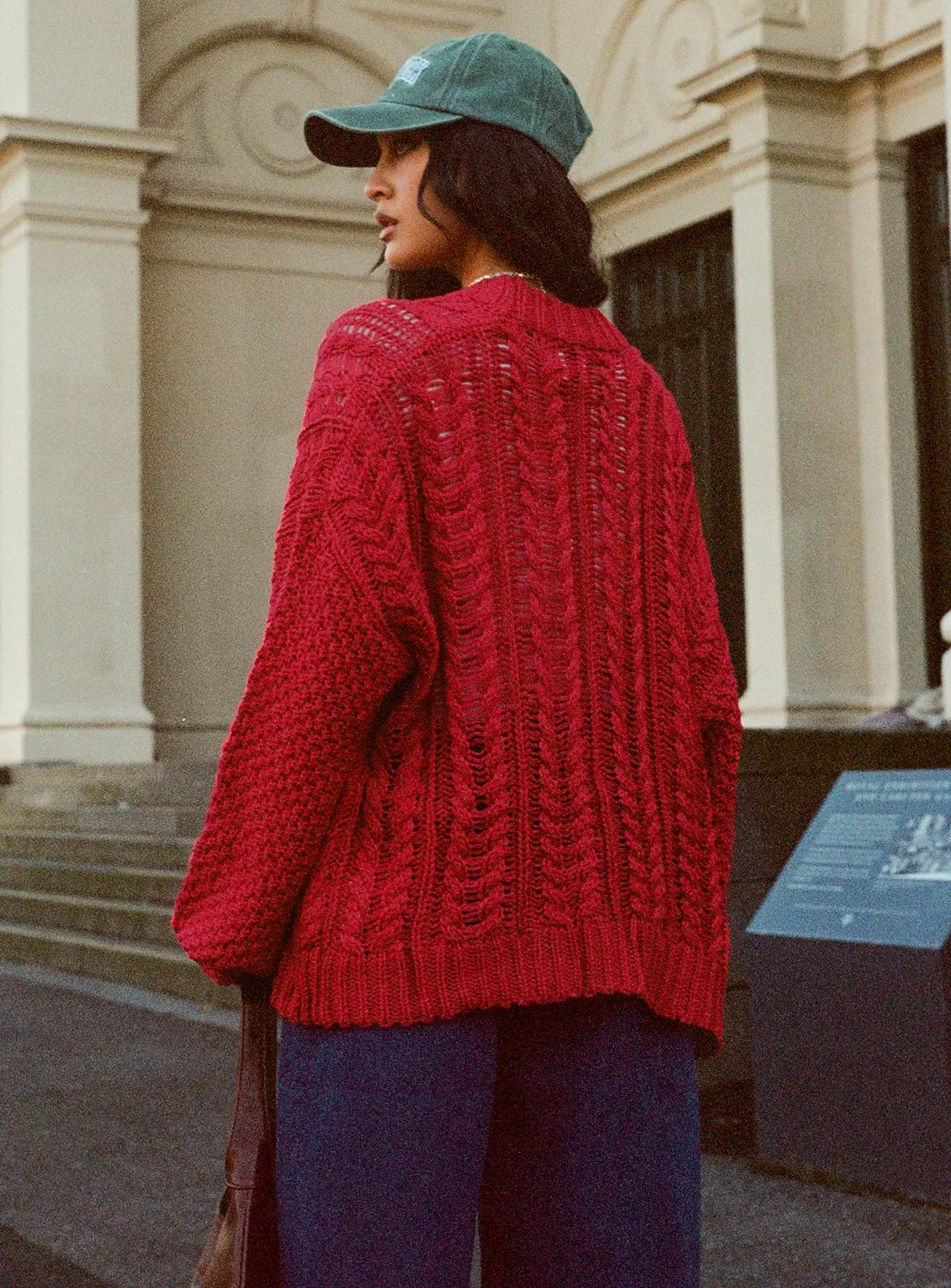 Abner Cable Cardigan Red