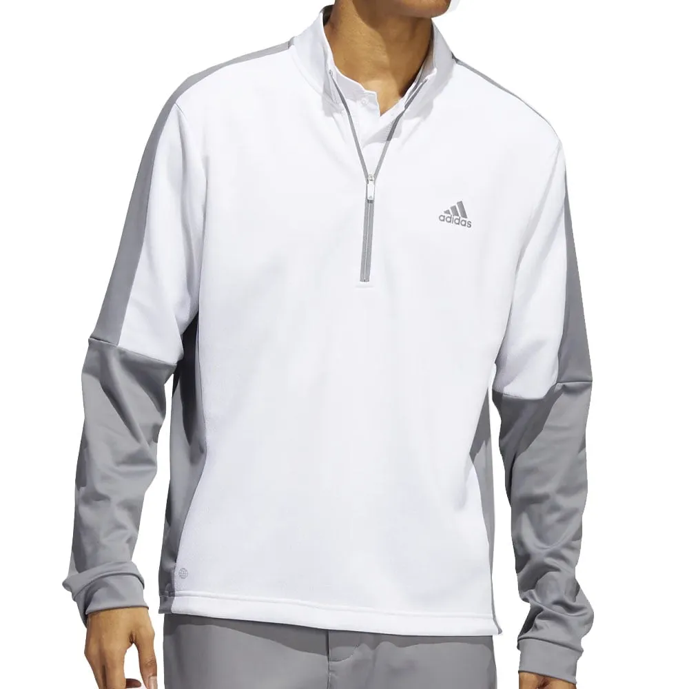 adidas Colour Block 1/4 Zip Pullover - White/Grey Three