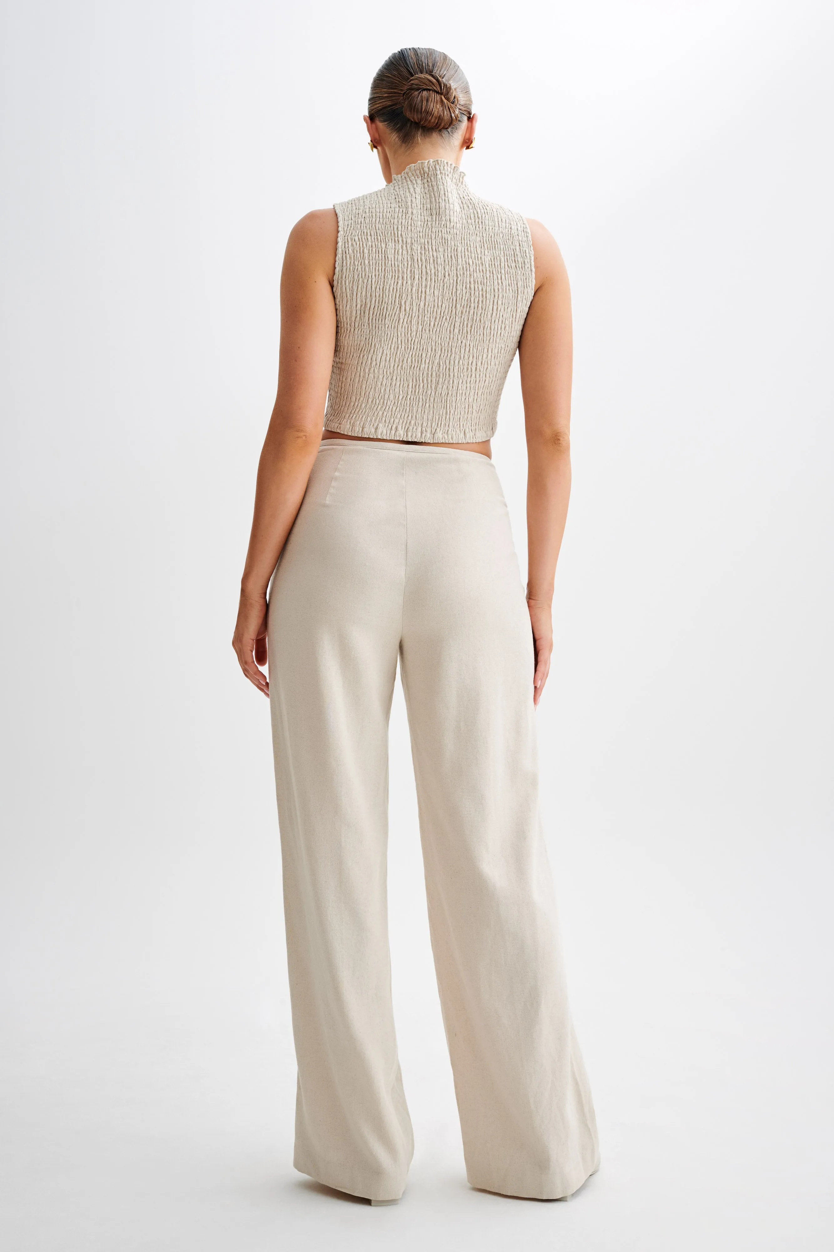 Adrina Straight Leg Linen Pant - Natural