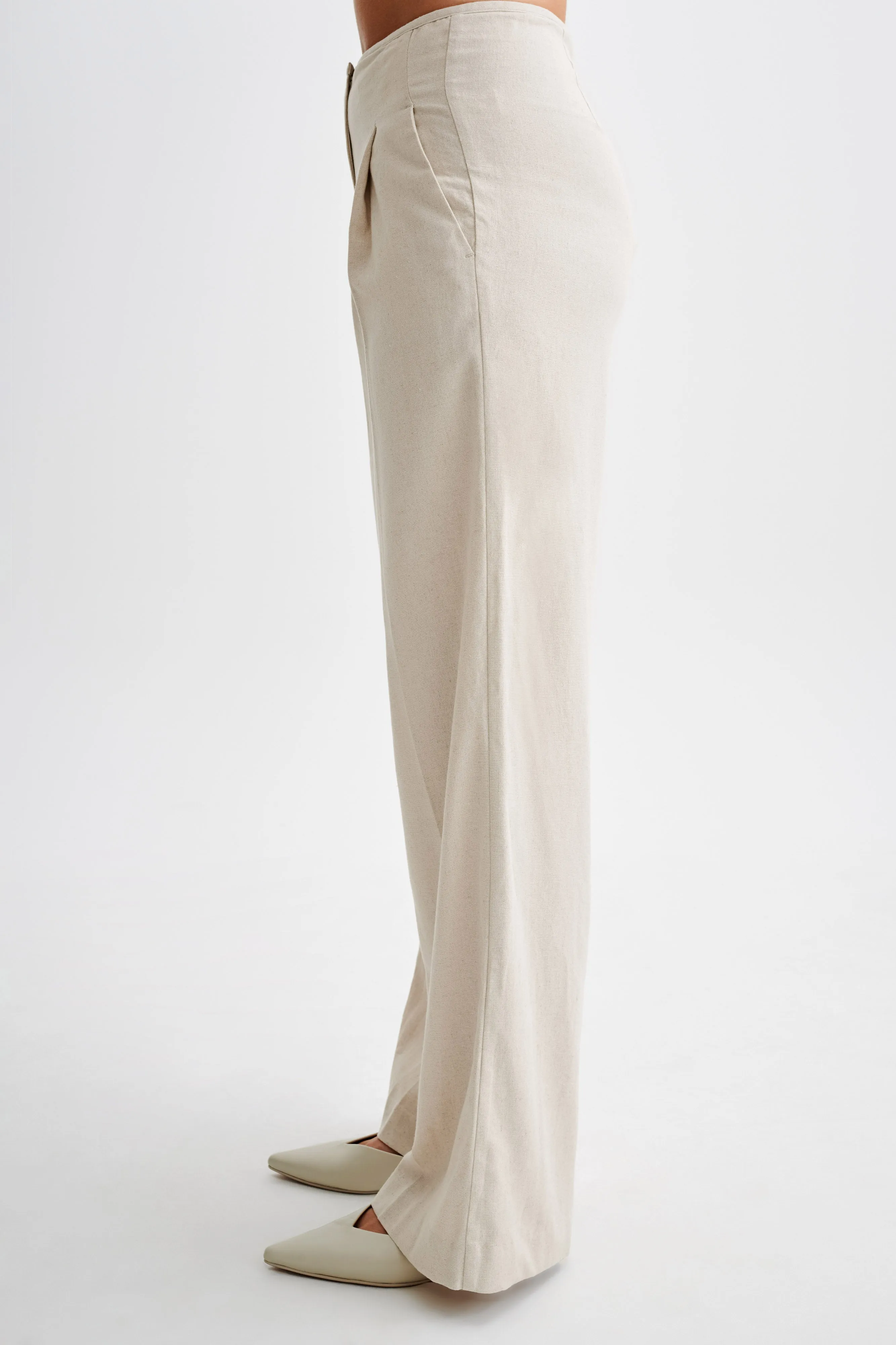 Adrina Straight Leg Linen Pant - Natural