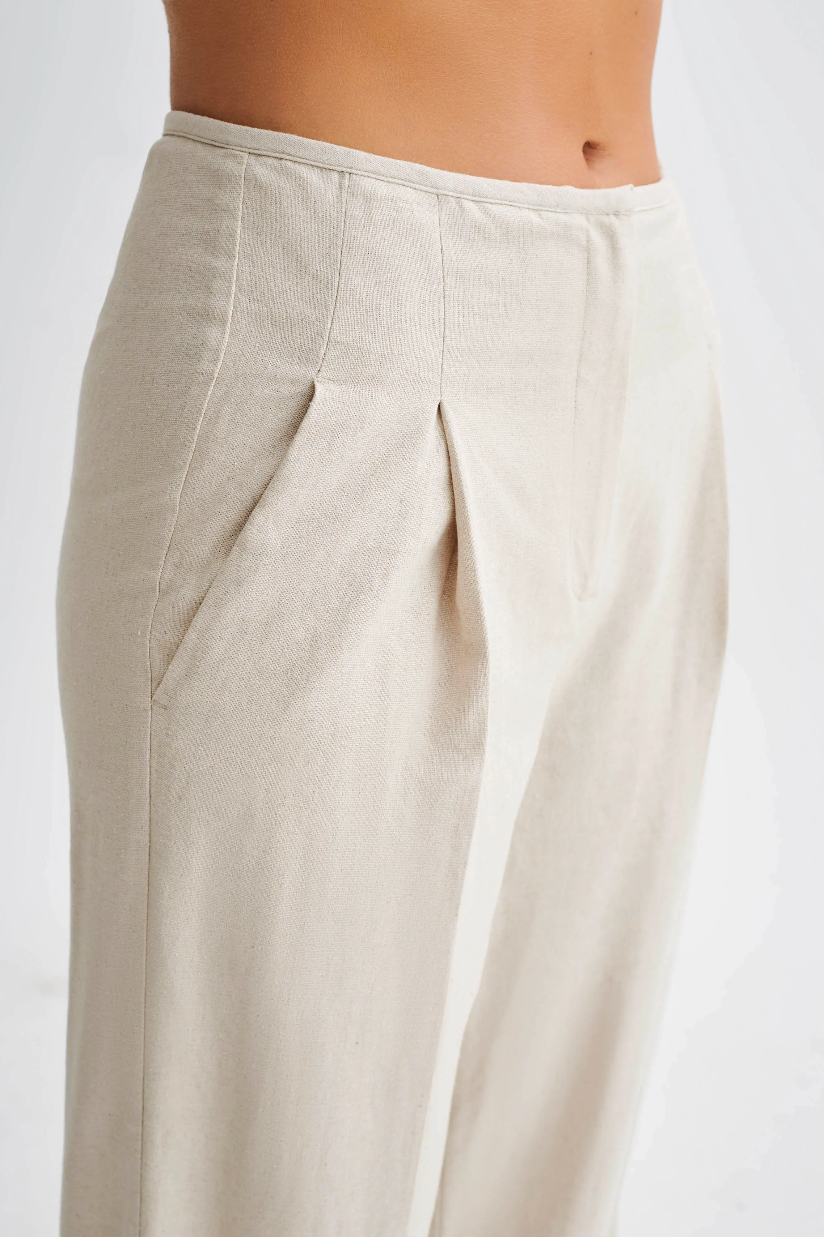 Adrina Straight Leg Linen Pant - Natural