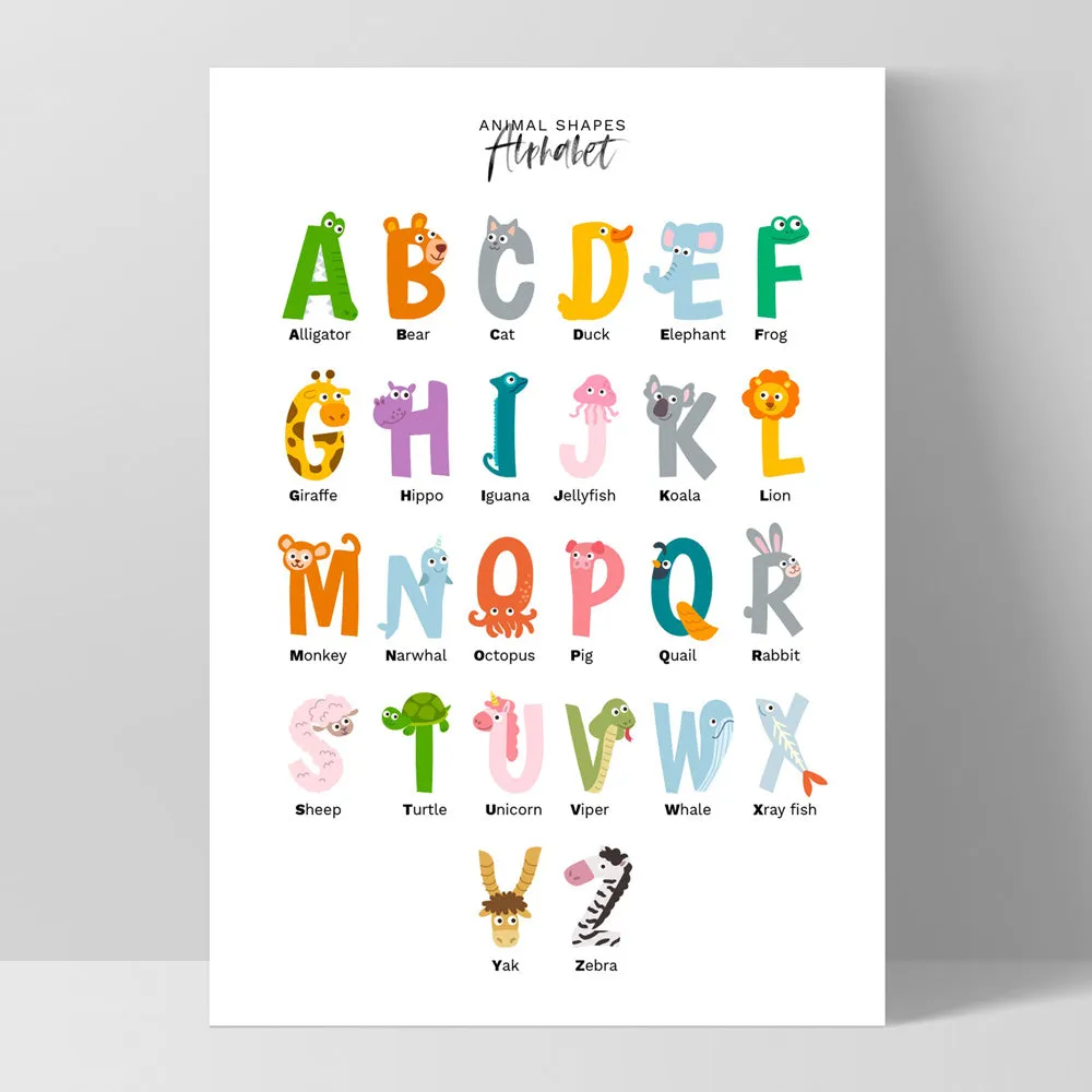 Animal Shapes Alphabet - Art Print