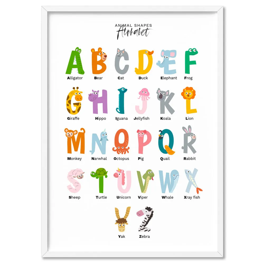 Animal Shapes Alphabet - Art Print