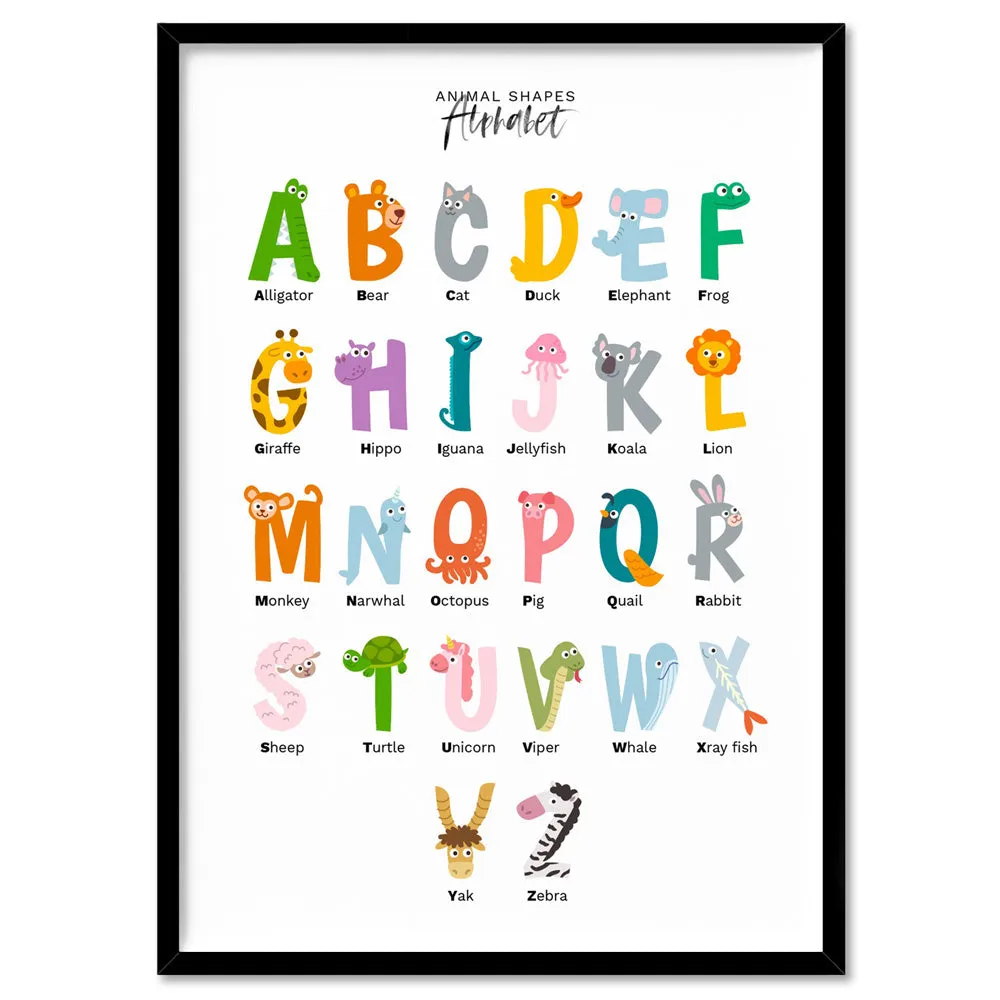 Animal Shapes Alphabet - Art Print