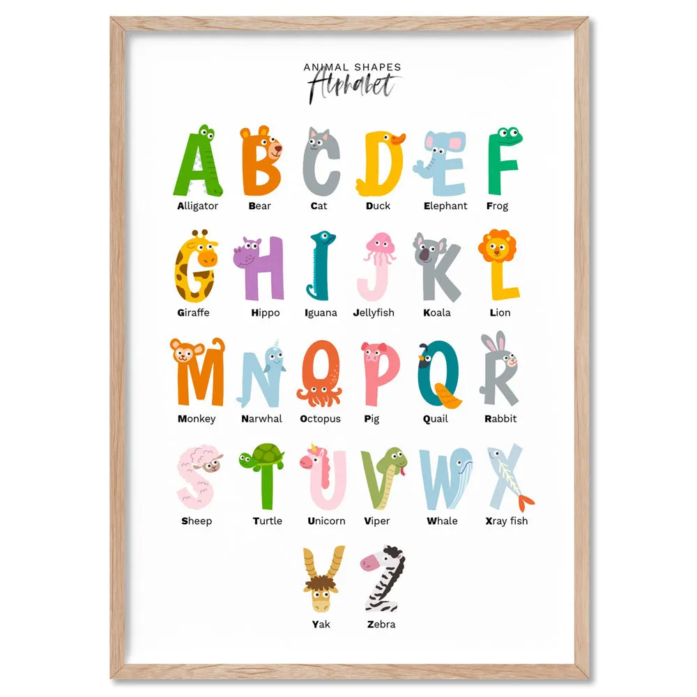 Animal Shapes Alphabet - Art Print