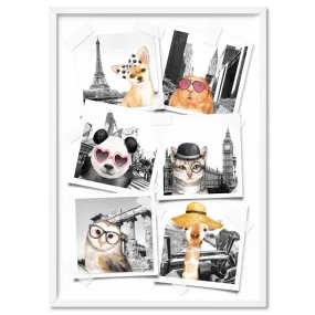 Animal Vacay Selfies Collage - Art Print