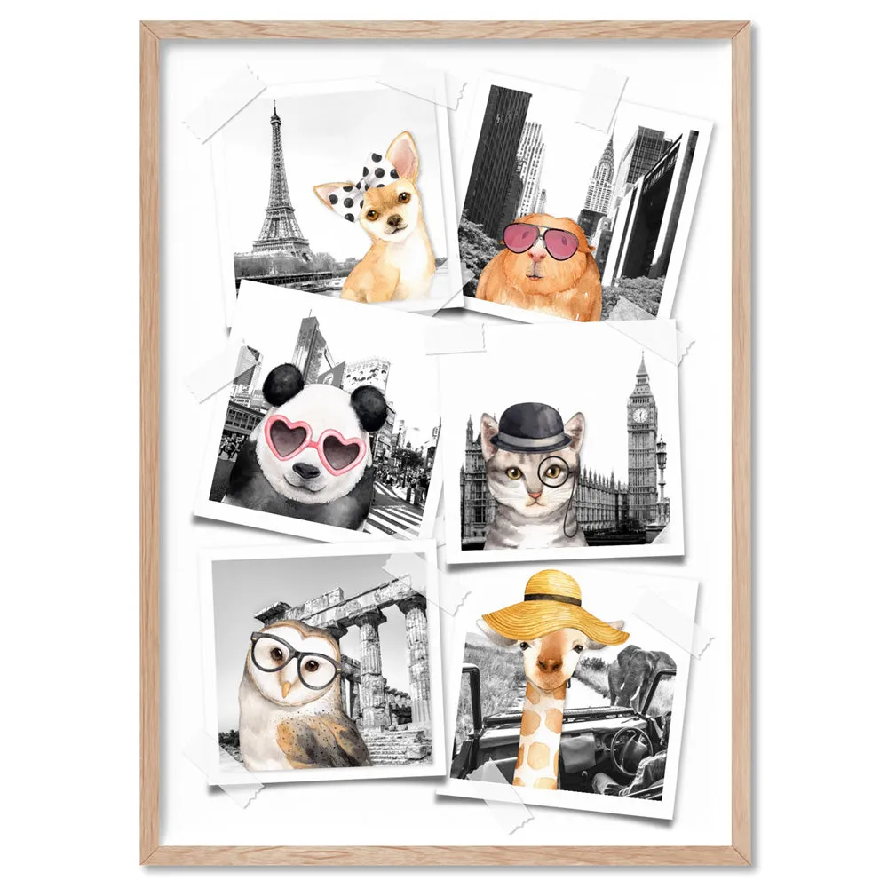 Animal Vacay Selfies Collage - Art Print