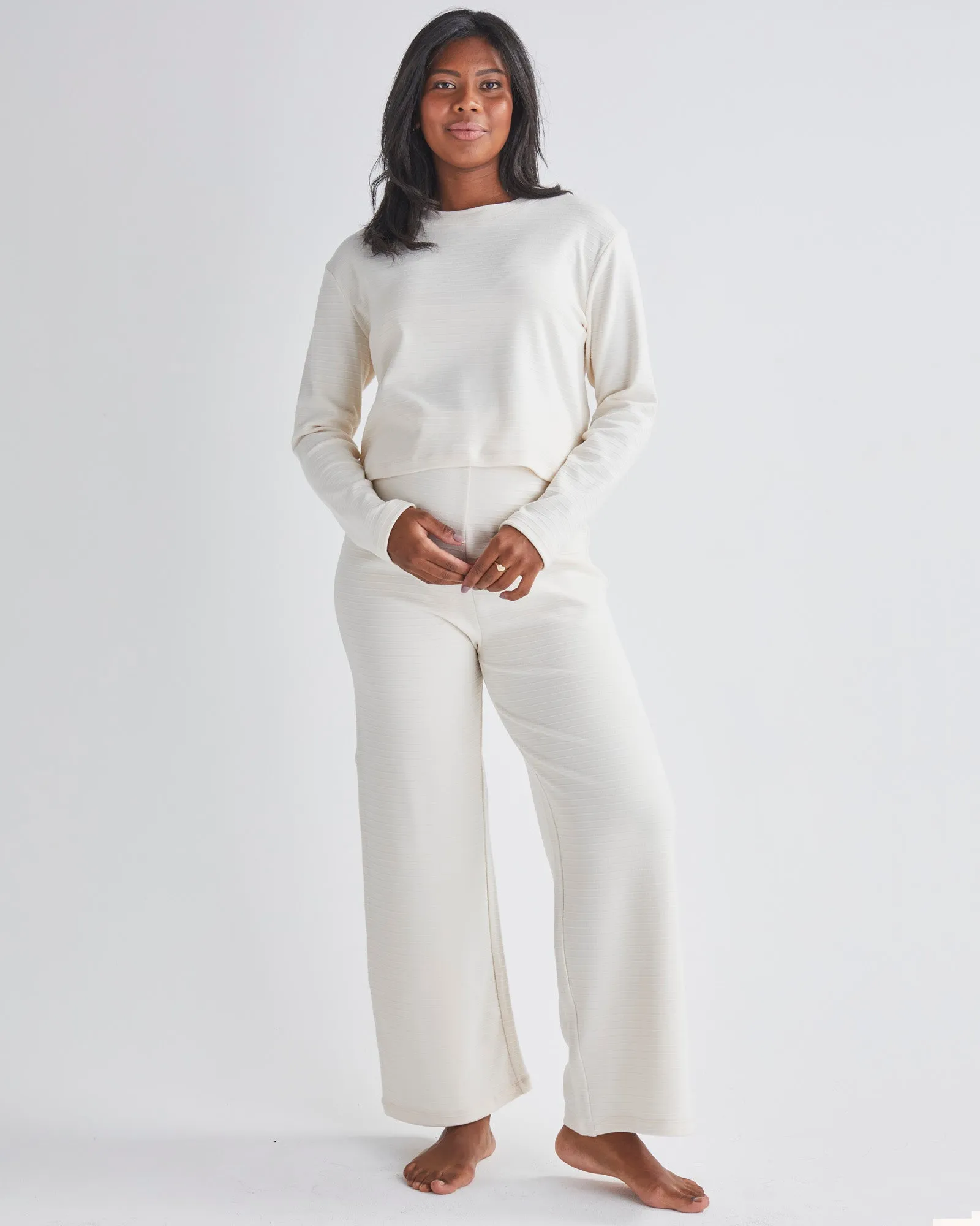 Anna 2-piece Maternity Winter Lounge Wear Set in Cream White