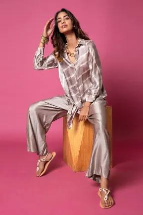 Asymmetric Shirt With Straight Leg Pants