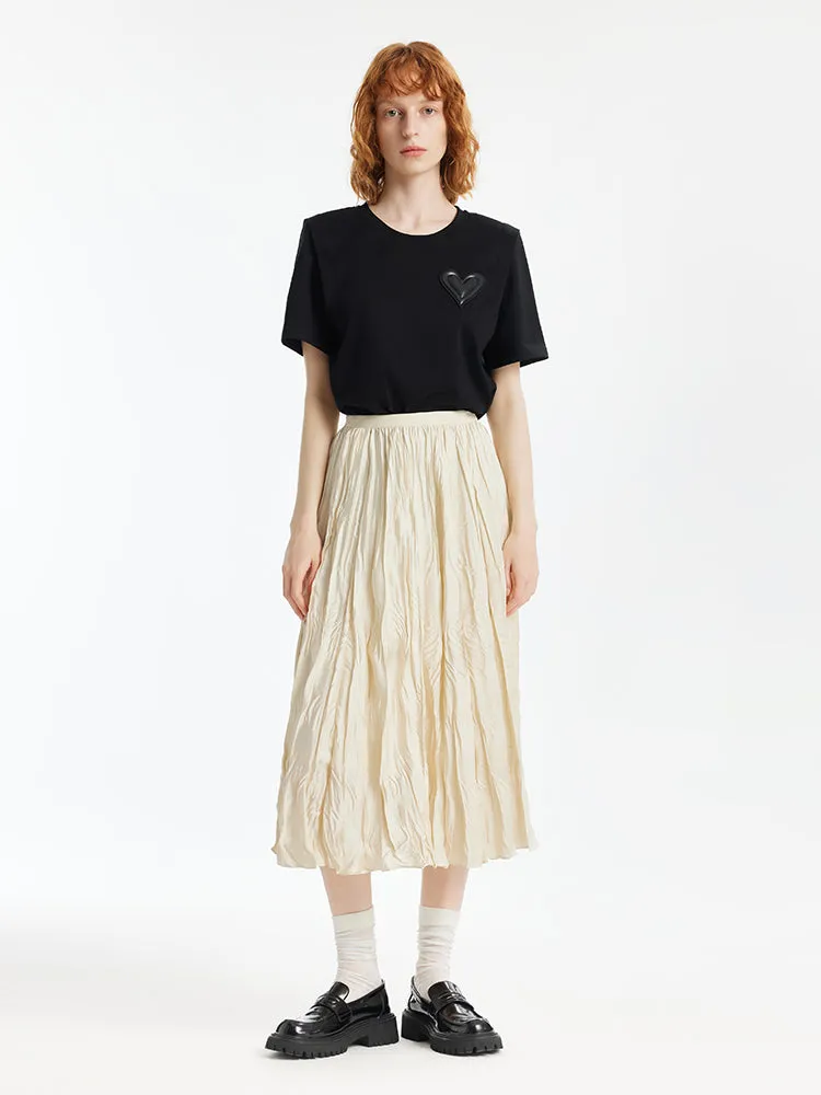 Asymmetrical Hem T-Shirt And Ruched Skirt Two-Piece Set With Belt