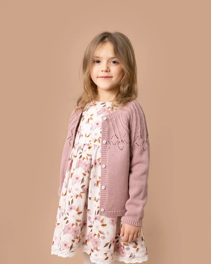 AUBREY NEEDLE OUT KNITTED CARDIGAN 3-7YRS