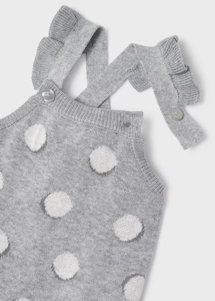 AW Mayoral Girls 3 Piece Grey Knitted Dungaree Set