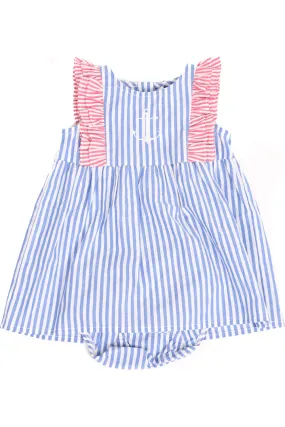 Baby Blue and White with Red Stripe Dress