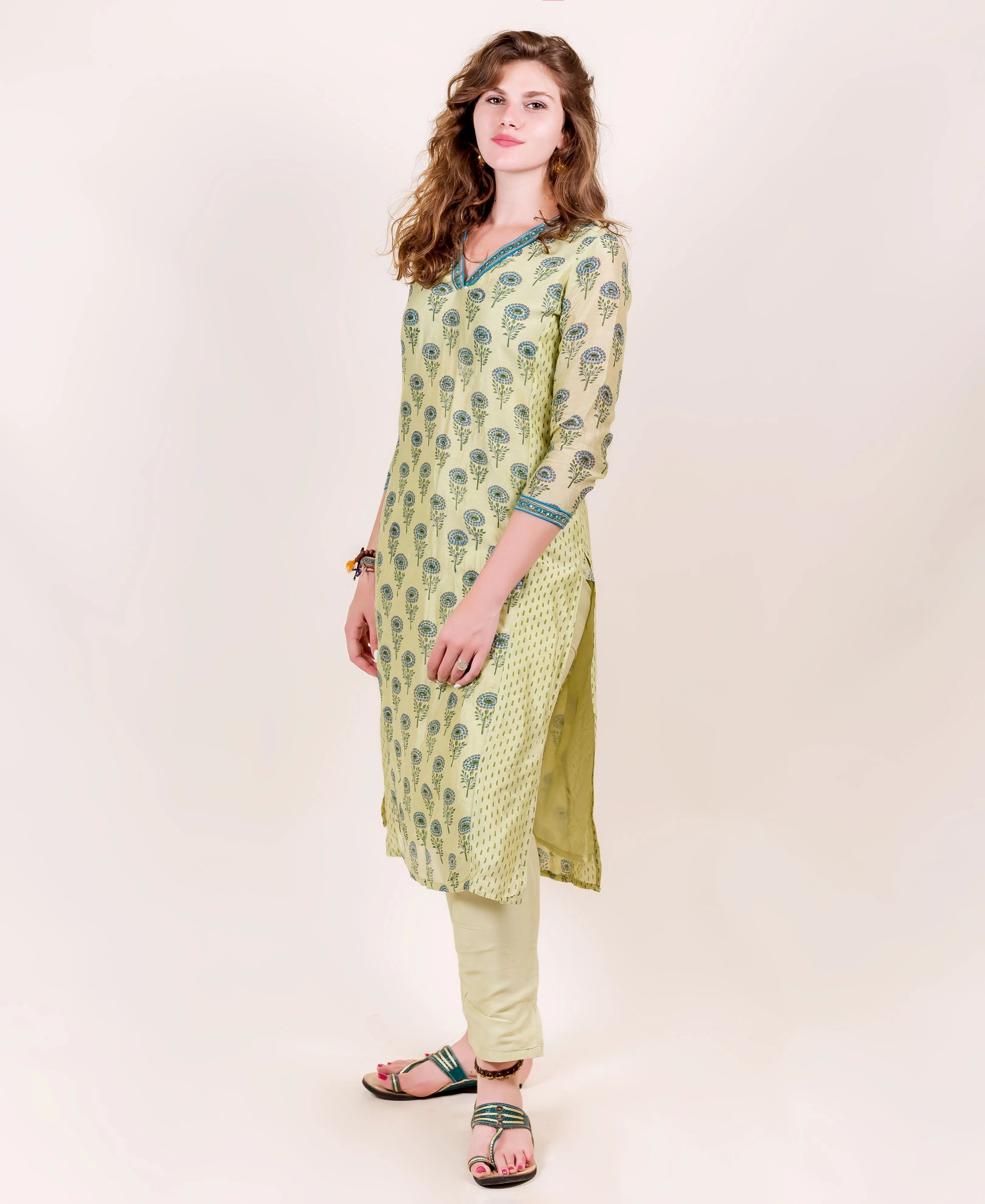 Bani Mint and Blue Chanderi Kurta