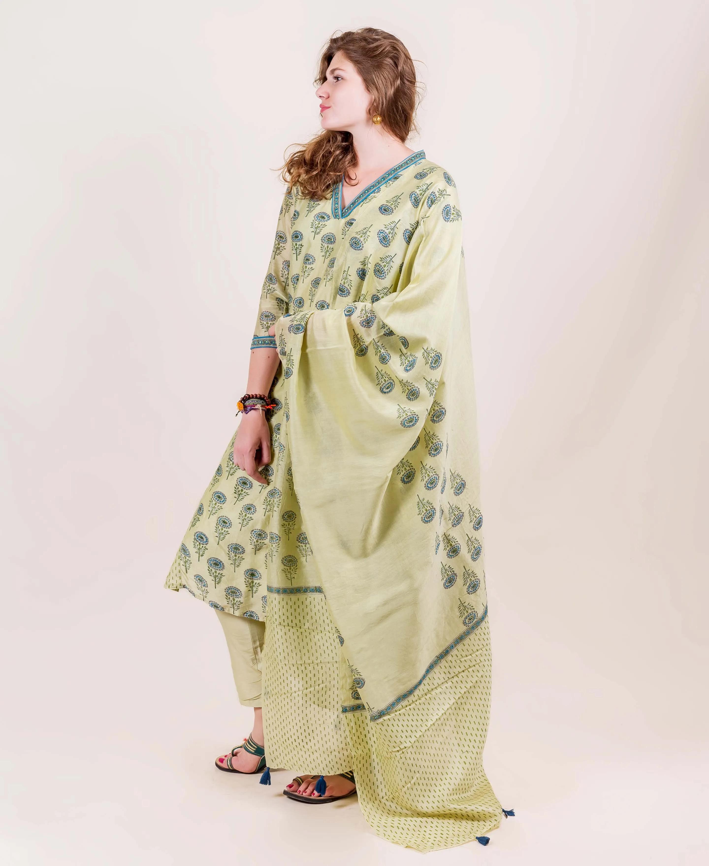 Bani Mint and Blue Chanderi Kurta