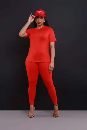 Be Great Short Sleeve Legging Set - Red