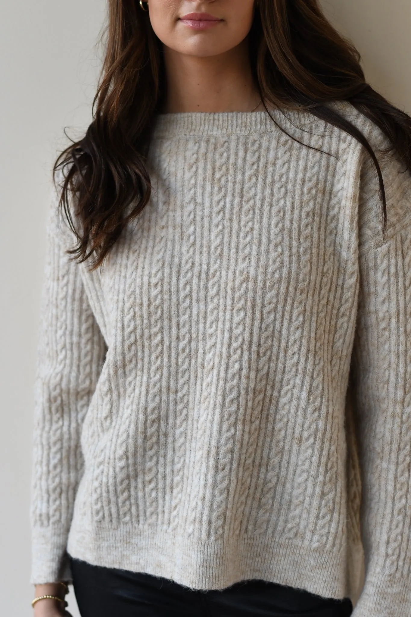 Beige Cable Sweater