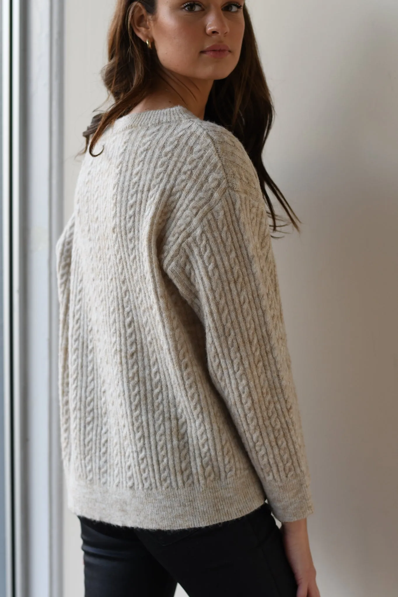 Beige Cable Sweater