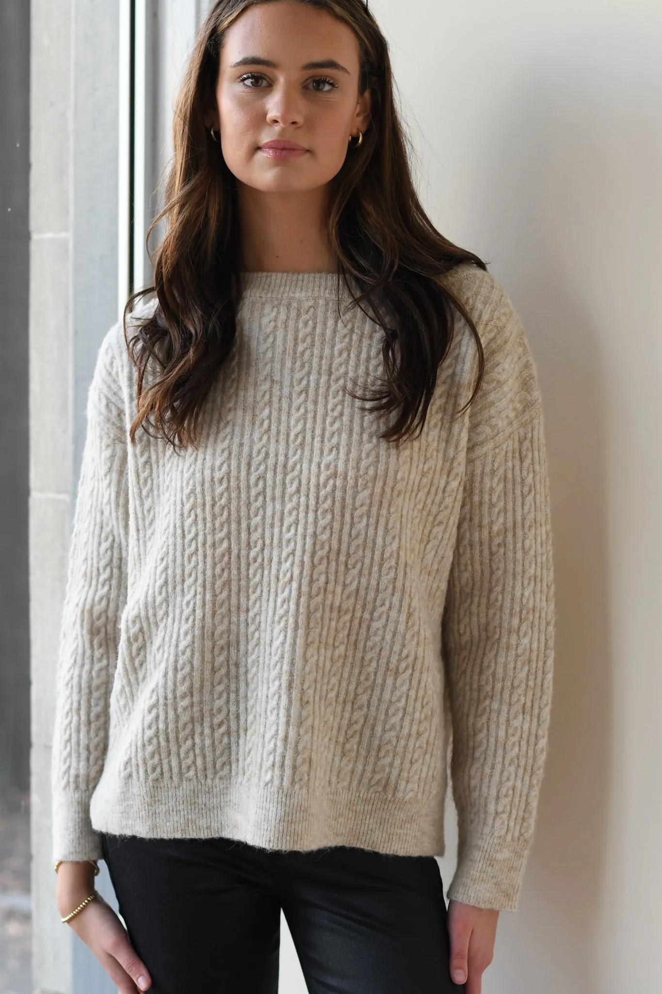 Beige Cable Sweater