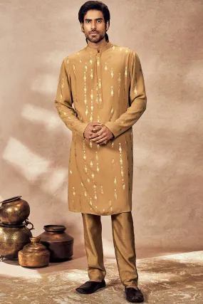 Beige Tribal Pillar Kurta Set