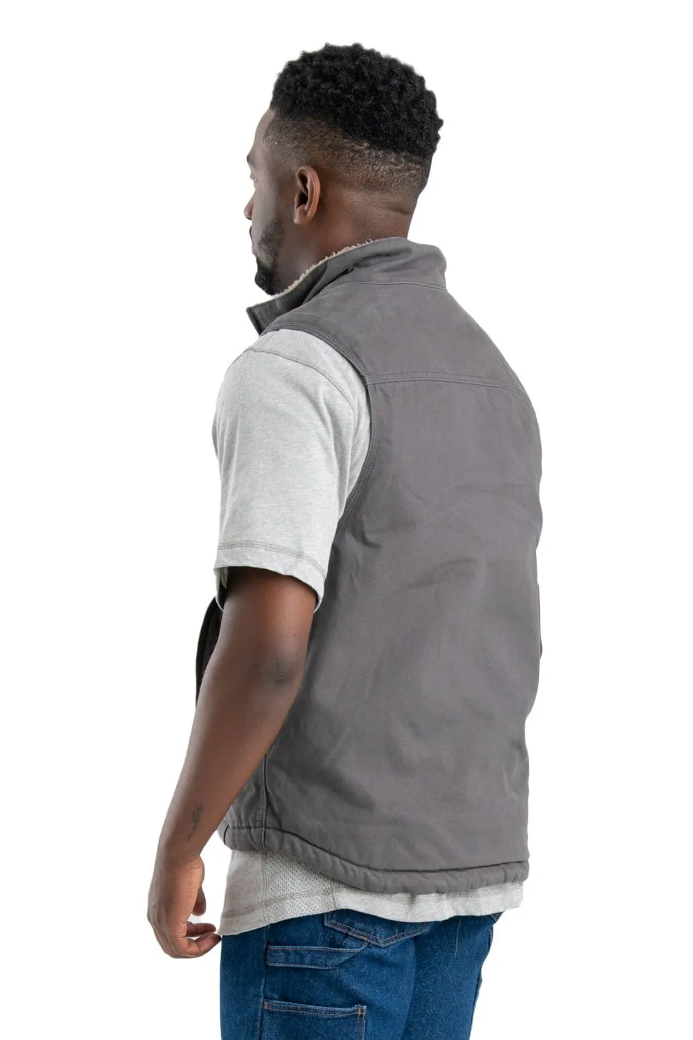 Berne Apparel Mens Heartland Sherpa-Lined Duck Slate 100% Cotton Cotton Vest