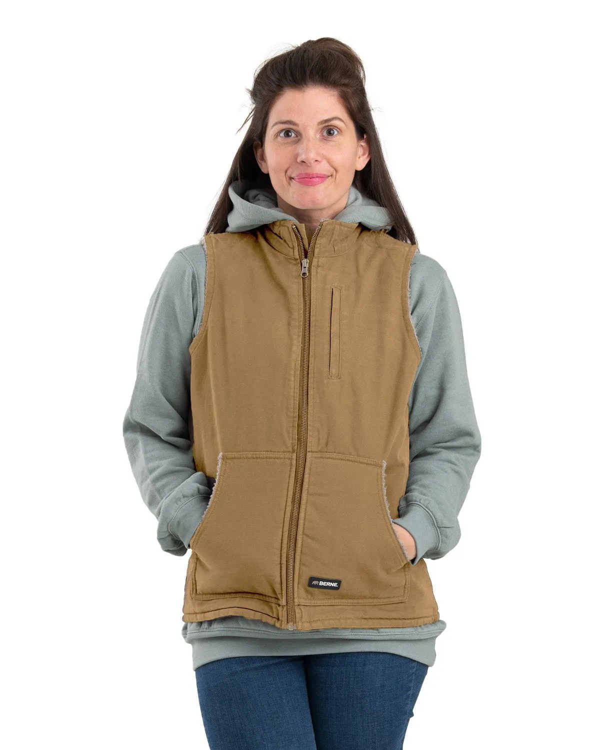 Berne Brown Duck 100% Cotton Ladies Canyon Sherpa Lined Vest