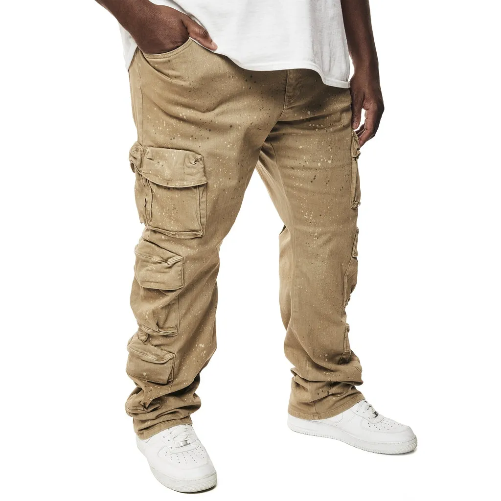 Big and Tall - Airbrushed & Heavy Splattered Stacked Twill Pants - Cortado