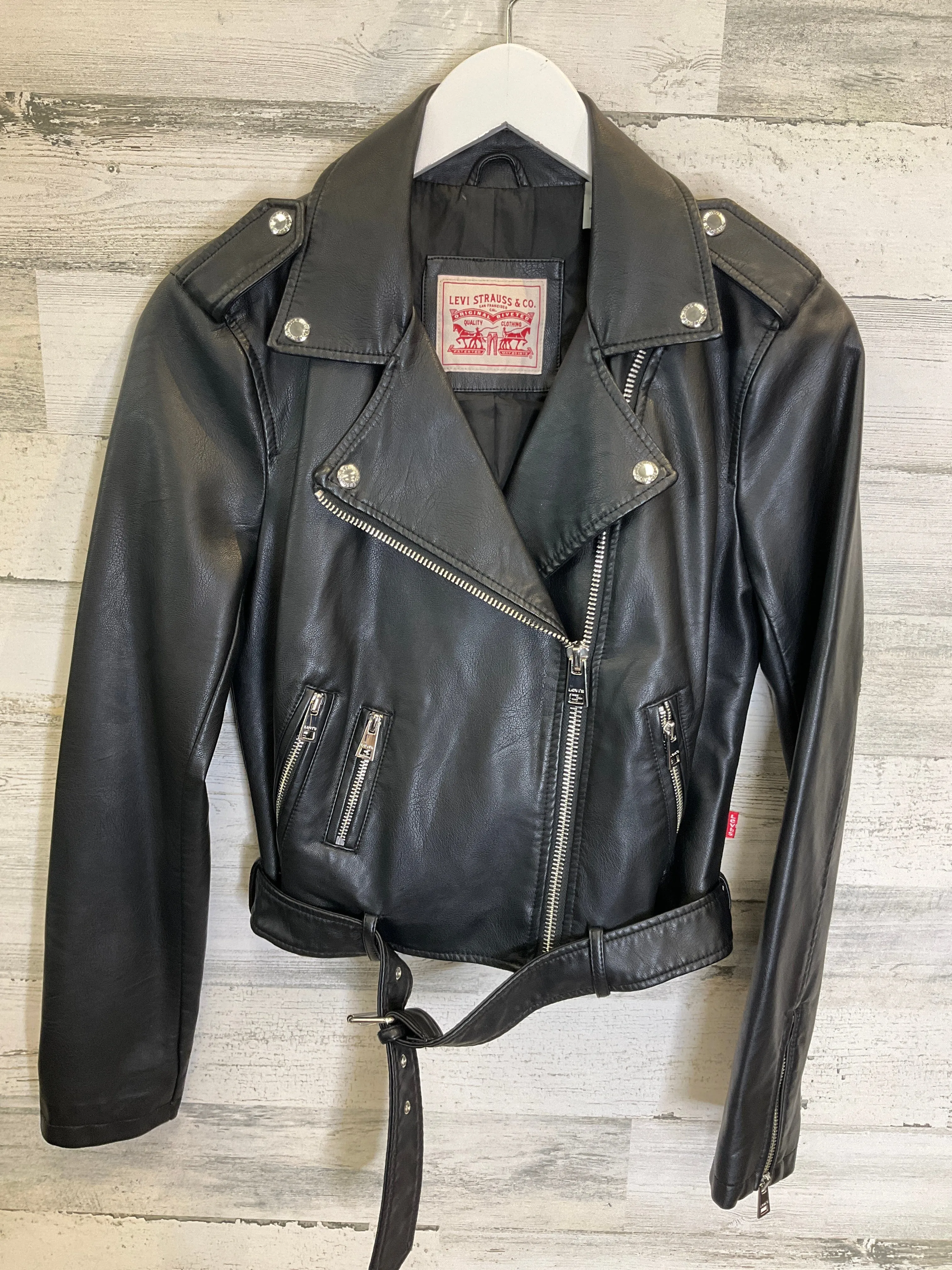 Black Jacket Leather Levis, Size S