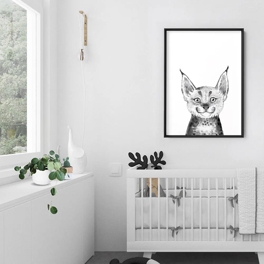 Bobcat Baby Peek a Boo Animal - Art Print