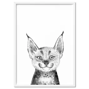 Bobcat Baby Peek a Boo Animal - Art Print