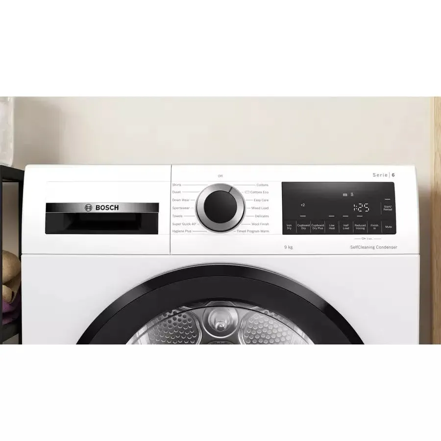 Bosch Series 6 9KG Freestanding Heat Pump Tumble Dryer - White | WQG24509GB