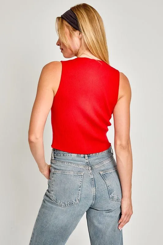 Bow Detail Sleeveless Knit Top