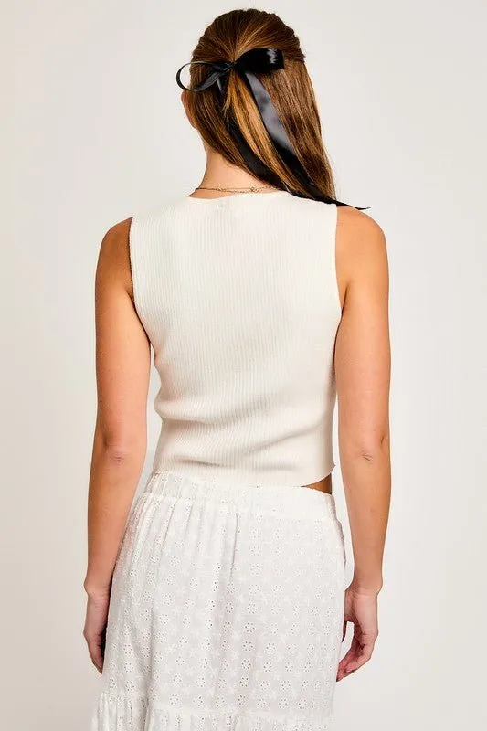 Bow Detail Sleeveless Knit Top