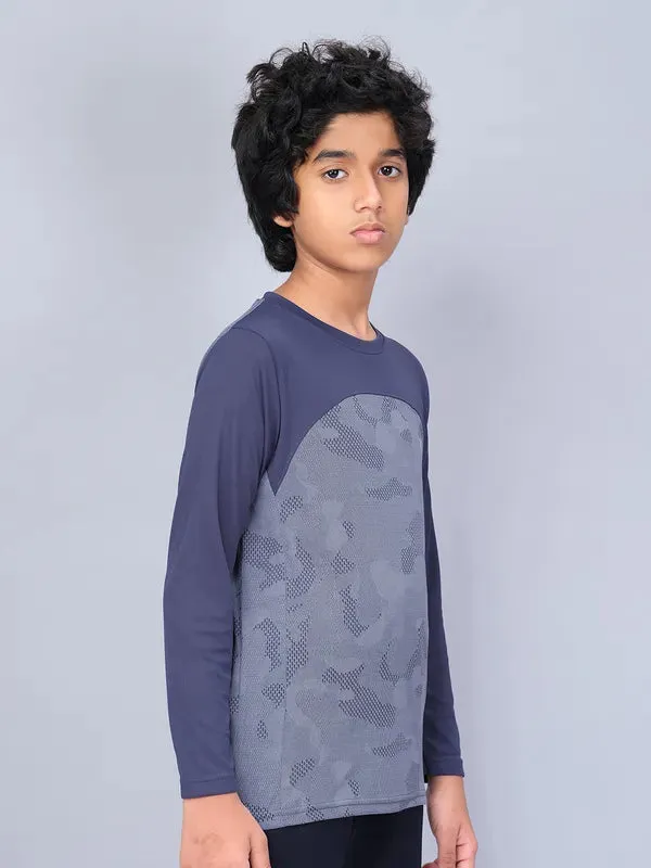 Boys Jacquard Slim Fit Crew Neck T-shirt with VENTMESH