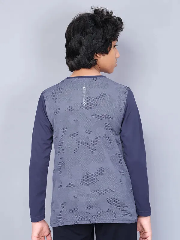 Boys Jacquard Slim Fit Crew Neck T-shirt with VENTMESH