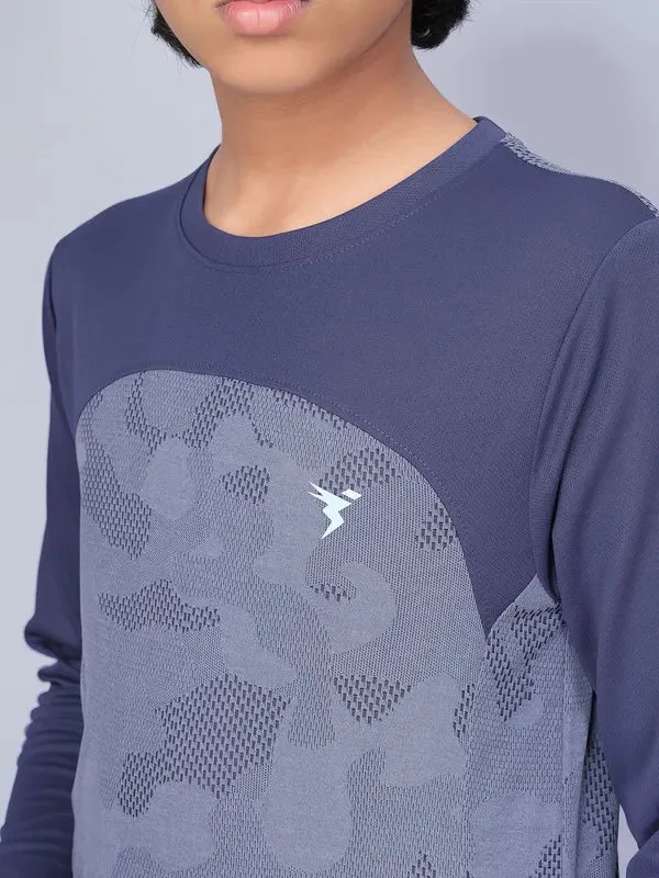 Boys Jacquard Slim Fit Crew Neck T-shirt with VENTMESH