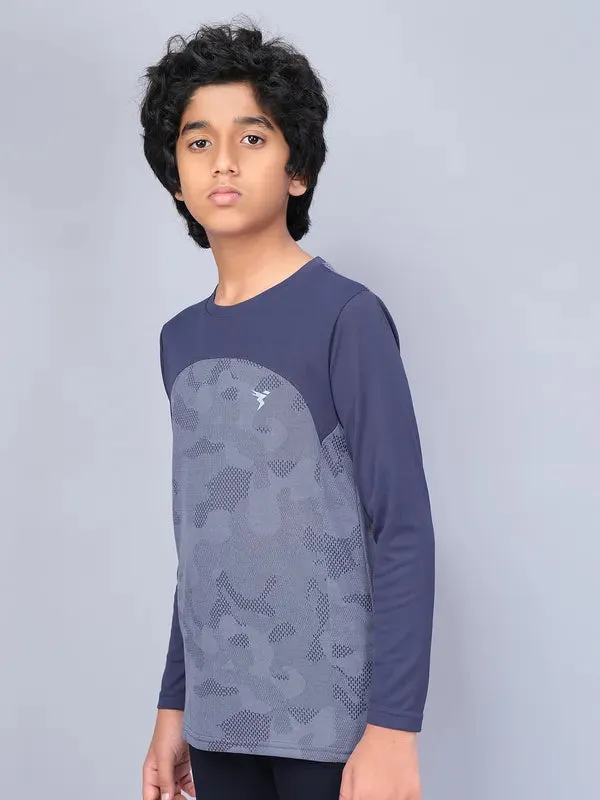 Boys Jacquard Slim Fit Crew Neck T-shirt with VENTMESH