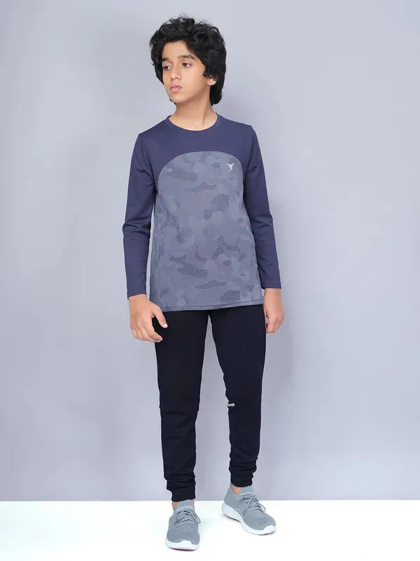 Boys Jacquard Slim Fit Crew Neck T-shirt with VENTMESH