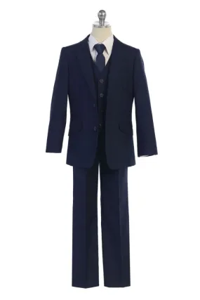 Boys Navy Blue 5 Piece Suit