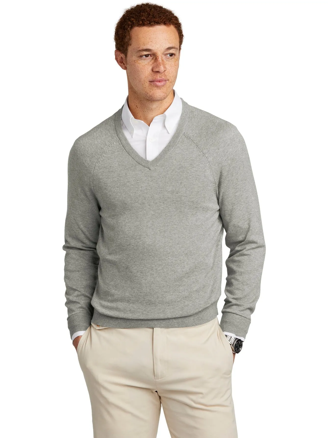 Brooks Brothers Cotton Stretch V-Neck Sweater