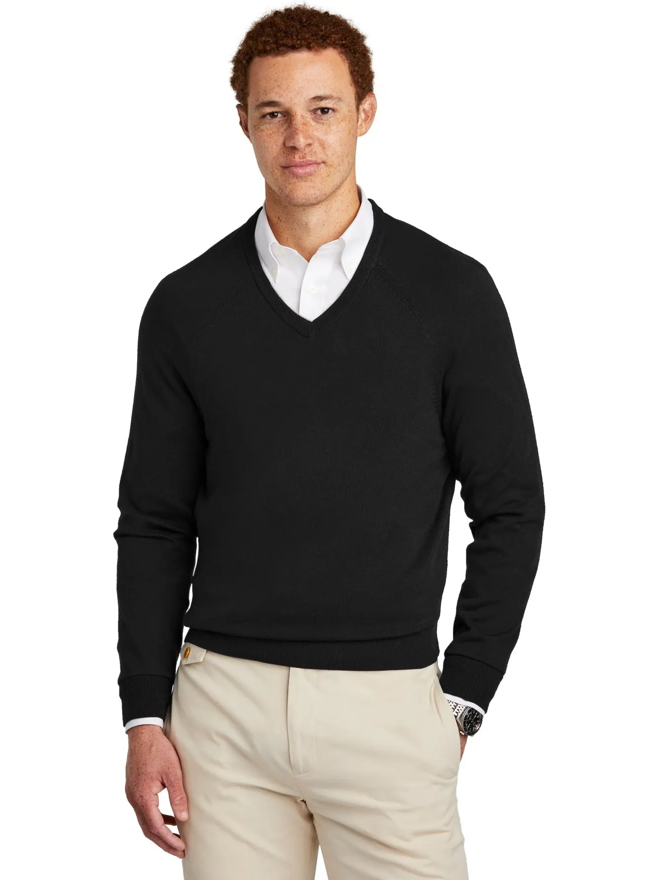 Brooks Brothers Cotton Stretch V-Neck Sweater