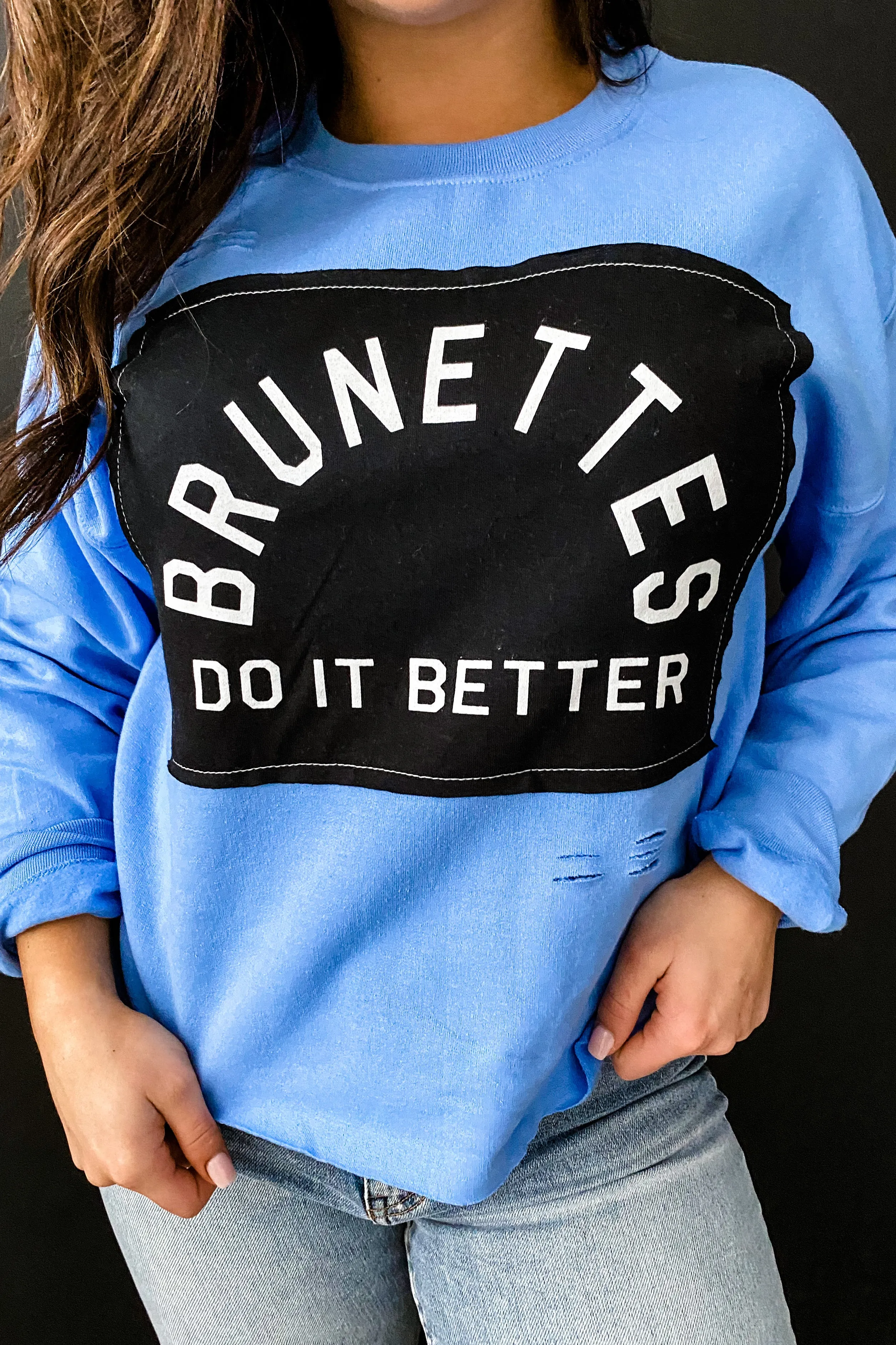 Brunettes in Blue Sweatshirt