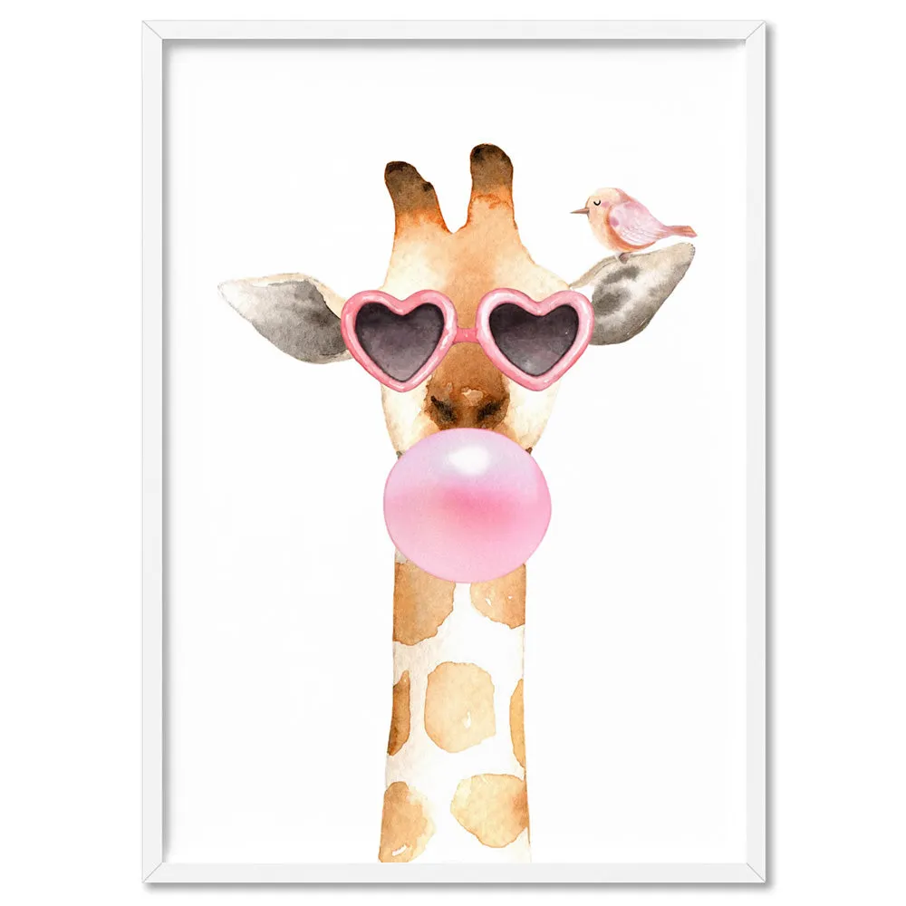 Bubblegum Giraffe Sunnies | Pink Bubble - Art Print