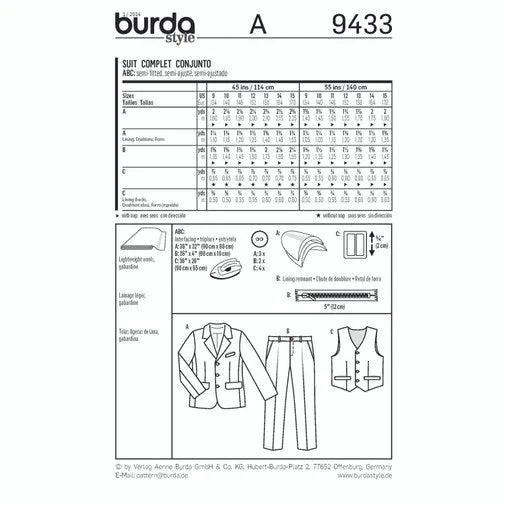 Burda Child/Teen Three Piece Suit 9433