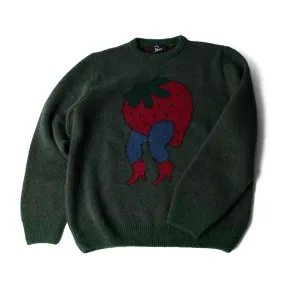 By Parra Stupid Strawberry Knitted Pullover 'Hunter Green'