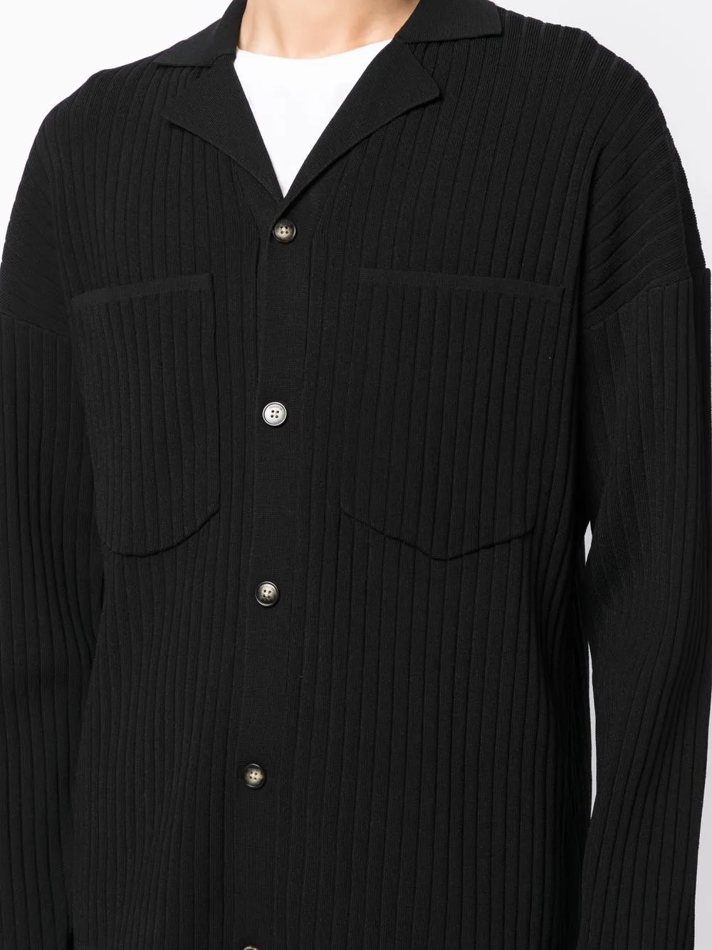 Camp Collar Ribbed Cardigan